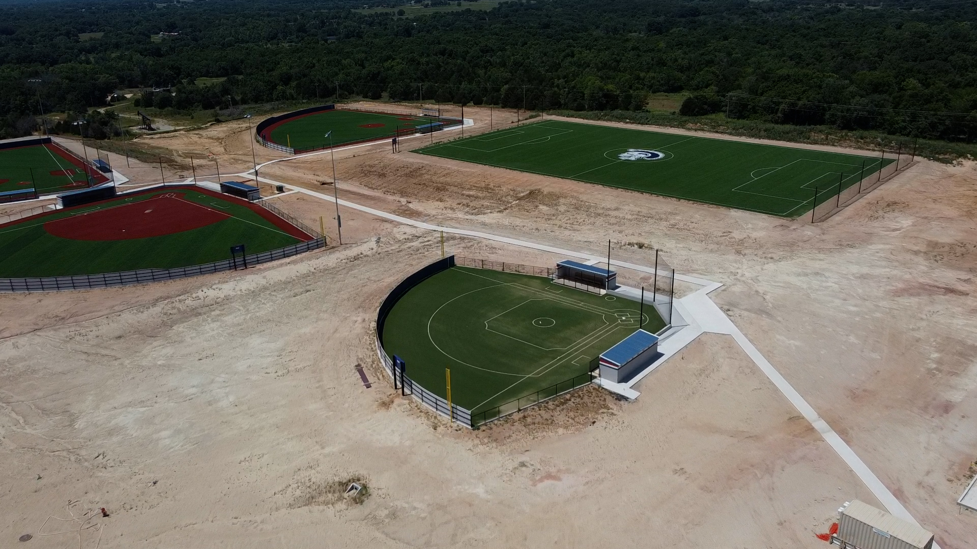 Aerial view showing the Adaptive Field within the larger complex