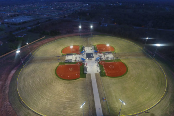 Bouse Sports Complex aerial at night