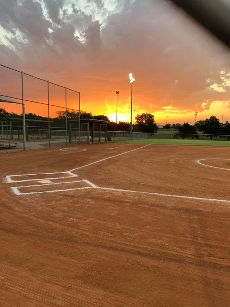Buck Thomas Park field at sunset