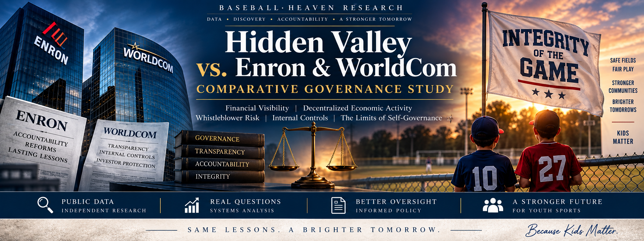 Hidden Valley vs. Enron and WorldCom Comparative Governance Study - financial visibility, accountability, governance and youth-sports reform
